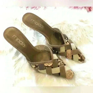 VTG Moda for Victoria Secret Catalog Y2K 3" heal slip-on weaved size 7.5 Regular